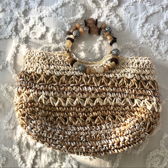 Cappelli Straworld Handbags - Capellini Straworld Beaded Handle Satchel